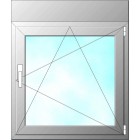 Ventana de PVC oscilo batiente color blanco 1 hoja con persiana Wintech derecha.