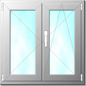 Ventana de PVC 2 hojas S752 con persiana.