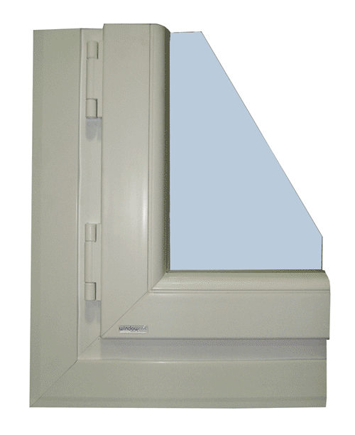 Sección ventana de pvc en color blanco con tapajuntas 